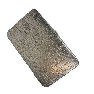 BHW Women Bi-Fold Wallet Silver Faux Snake Skin Clutch Handbag Fashion Accessory